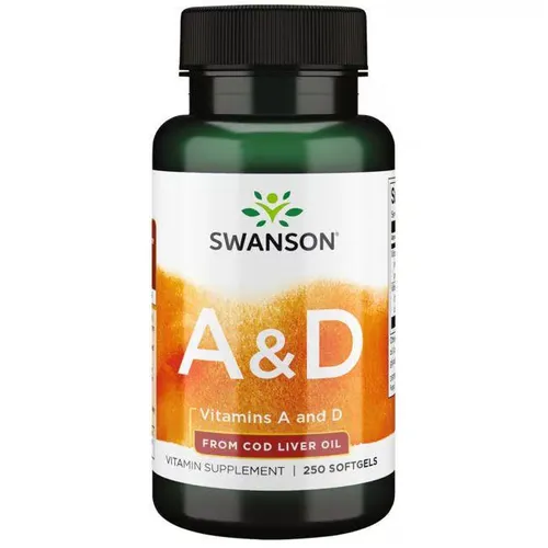 Vitamine A & D aus Lebertran 250 Weichkapseln Swanson Health Products