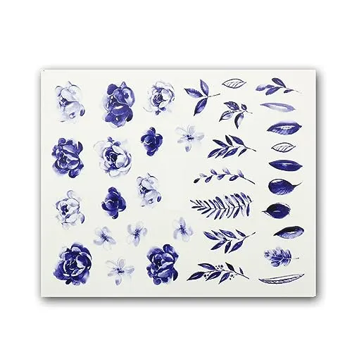 Blatt NailArt Wasserlösliche Decals/Nagelsticker - Blumen 3