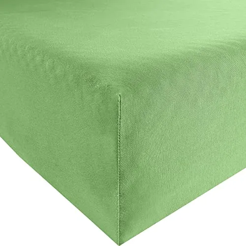 REDBEST Spannbettlaken Denver Elasthan-Jersey-Stretch apfelgrün Größe 90x190 cm - 100x200 cm - besonders weich und anschmiegsam, bügelfrei, mit Rundumgummi