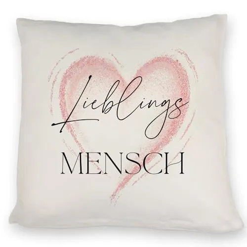 speecheese Lieblingsmensch Kissen in rosa Valentinstag für Ehefrau Kissen mit Herz Ehe DekoKissen Motiv romantische Liebesbotschaft bedrucktes Frau KuschelKissen Spruch Beziehung