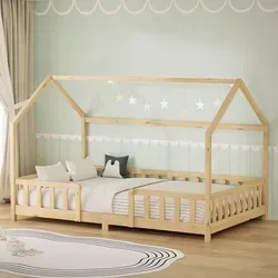 ML-DESIGN Spielbett Hausbett Kinderbett inkl. Lattenrost mit Rausfallschutz - Modernes Kinderbett im Hausdesign für mehr Kreativität und Sicherheit. Gefertigt aus stabilem Kiefernholz, inklusive Lattenrost und praktischem Rausfallschutz für unbeschwertes Spielen und Schlafen.