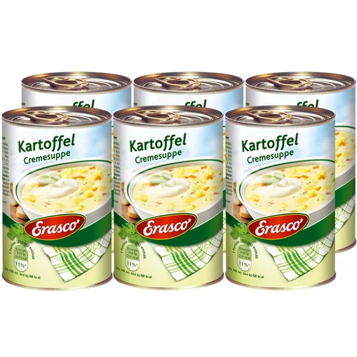 Erasco Kartoffel Cremesuppe mit Rauchspeck fein cremig 390ml 6er Pack