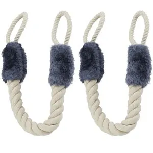 Relaxdays Türstopper aus Baumwolle, für Türklinken, zum Hängen, blaugrau, 60 x 4,5cm, 2 Stück