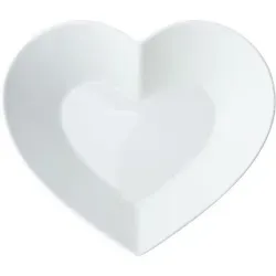 Mikasa Chalk Heart Shaped Porcelain Bowl de, große Herzschale für Vorspeisen und Salate, 21cm, weiß Party- und Buffetplatte, spülmaschinenfest und