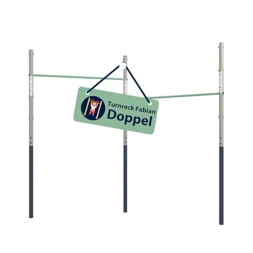 HUDORA Turnreck Fabian Standard/Pro - einfache/doppelte Turnstange für Kinder & Erwachsene - 4-fach höhenverstellbare Gymnastikstange - belastbare Outdoor-Fitnessstange für bis zu 100kg