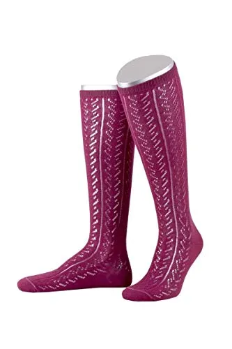 Lusana Trachten Damen Kniestrümpfe - L390 - anthrazit, hellblau, beere