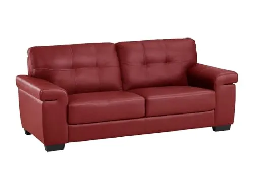 Vente-unique Ledersofa 3-Sitzer in rot von Vente-unique