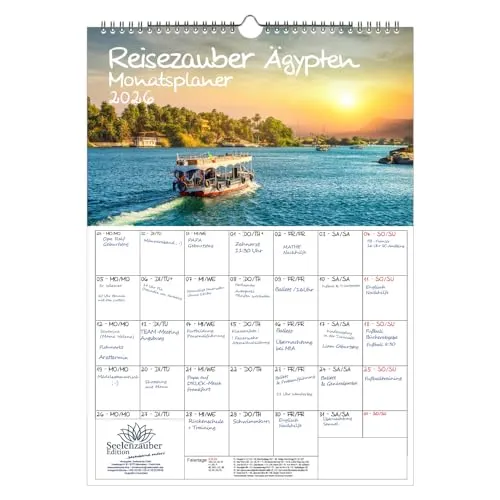 Reisezauber Ägypten Planer DIN A3 Kalender für 2026 Ägypten Landschaft Reise Tiere Urlaub - Seelenzauber