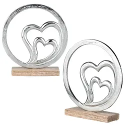 2er Set Love Dekoaufsteller Amour - 23cm - Handgefertigte Dekoobjekte aus Holz und Aluminium im modernen Herz-Design. Perfekt für romantische Akzente in jedem Raum und ideal als Geschenk.