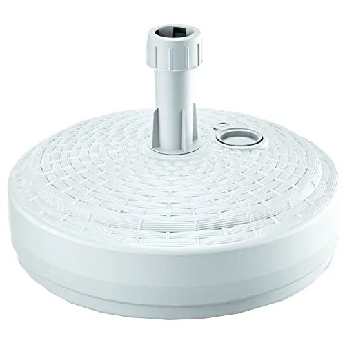 Runde Polyethylen -Regenschirm -Basis mit geflochtenem Design 39 x 39 x 13 cm in Weiß