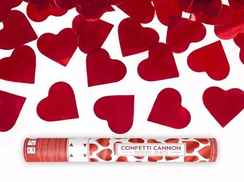 Tuba strzelająca KONFETTI czerwone SERCA 40cm PartyDeco 5901157482037