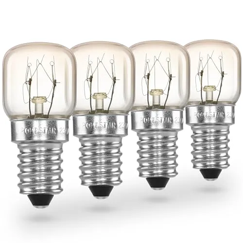 POPPSTAR Backofenlampe E14 15W hitzebeständig bis 300 Grad (2700K warmweiß, 85lm, T22), 4er-Pack