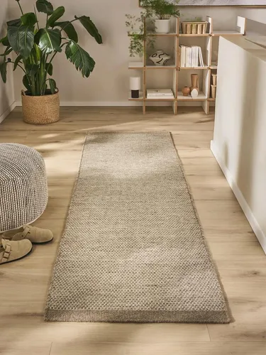benuta Pure Wollteppich Taupe 80x250 cm von benuta