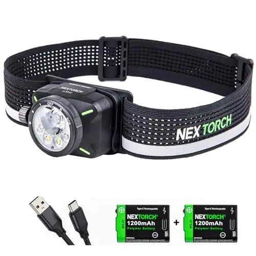 NEXTORCH eStar Stirnlampe 1300 Lumen – Ultraleichte LED Kopflampe für Outdoor & Arbeit - Die NEXTORCH eStar Stirnlampe bietet 1300 Lumen Helligkeit und eine Reichweite von 205 m. Mit verstellbarem Lampenkopf und 5 Lichtmodi ist sie ideal für Outdoor-Aktivitäten und sorgt für optimale Sicht in jeder Situation.