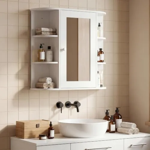 HOMCOM Spiegelschrank Bad mit Spiegeltür