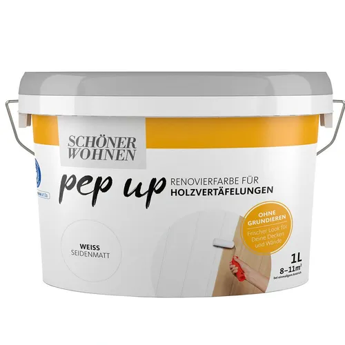 Pep up Renovierfarbe für Holzvertäfelungen - Weiss seidenmatt, ideales Finish für eine stilvolle Raumgestaltung