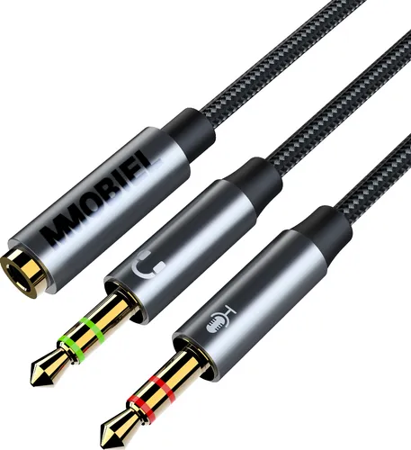 MMOBIEL Kopfhörer-Splitter-Adapter 3,5mm - Mikrofon- und Audio-Splitter Computer - 30 cm