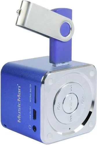Technaxx Mini Lautsprecher MusicMan - Kompakter Bluetooth Lautsprecher in Blau, vielseitig mit AUX, SD und USB Anschluss