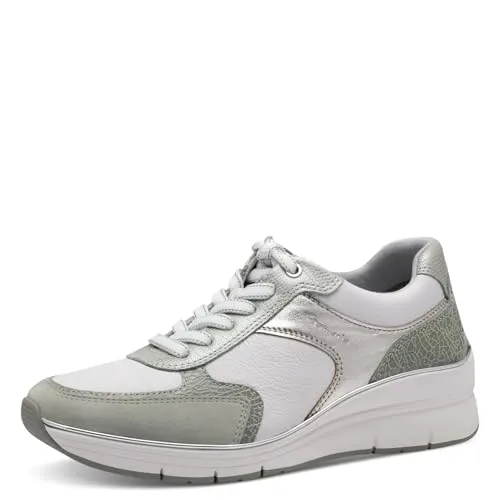 Tamaris 1-23764-43 Damen Sneaker - Beige Freizeitschuhe in Größe 39 aus atmungsaktivem Nappaleder mit verstärkter Ferse, ideal für lässige Outfits und den ganzen Tag bequem.