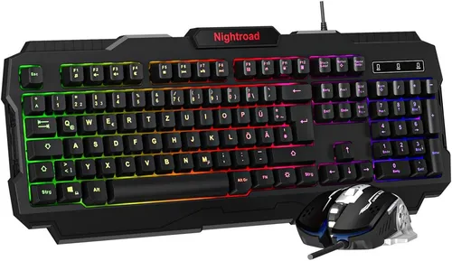 Vivitar Nightroad RGB Gaming-Tastatur & Maus Set - Gaming Tastatur und Maus Set mit 4 RGB-Hintergrundbeleuchtungsmodi, 100% Anti-Ghosting und ergonomischem Design, ideal für stundenlangen Spielspaß auf PC, Xbox und PS4.