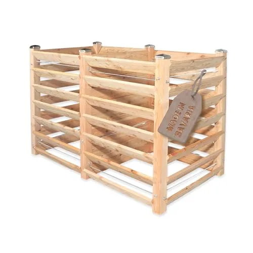 Moderner Komposter Duo ca. 80x153 cm Höhe 100 cm aus Lärchenholz Massivholz Steckkomposter Kompostsilo Holz Stecksystem