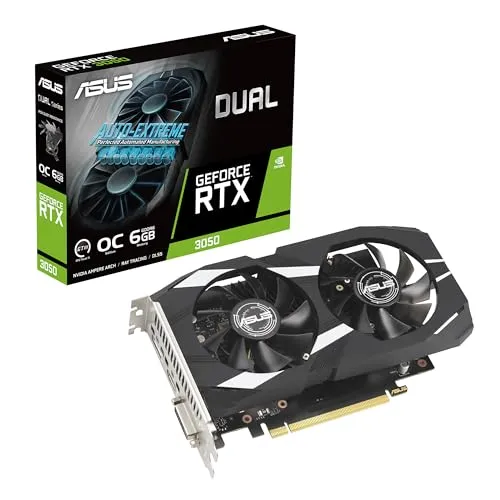 ASUS GeForce RTX 3050 LP BRK OC Edition 6GB GDDR6 (IP5X Staubdicht, Dual Kugellager, Edelstahlhalterung, PCIe 4.0, DLSS 3, HDMI 2.1, DisplayPort 1.4a, DVI-D und mehr)