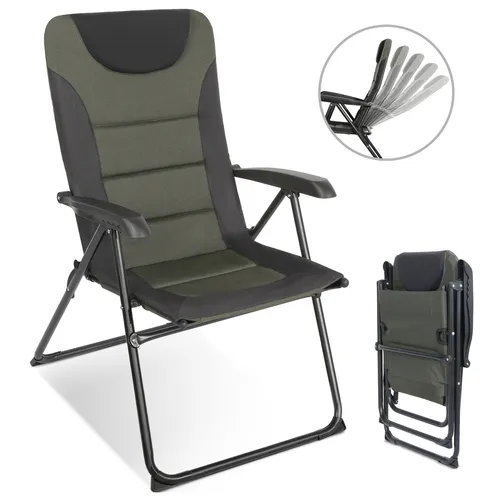HOMECALL Campingstuhl - 5-fach verstellbarer Hochlehner für Outdoor - Klappstuhl für Garten und Camping, gepolstert und bis 150kg belastbar. Ideal für entspannte Tage in der Natur.