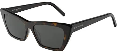Saint Laurent Cat Eye Damen Sonnenbrille Dunkle Havanna Grau - Elegante Cat Eye Sonnenbrille für Damen aus leichtem Acetat, ideal für stilvolle Auftritte. Mit eingraviertem Logo und einem trendigen Design ist sie der perfekte Begleiter für sonnige Tage.