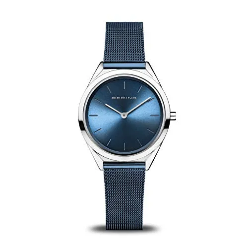 Bering 17031-307 Ultra Slim Damenuhr 31mm - Armbanduhr für Damen mit elegantem, blauen Zifferblatt und poliertem Edelstahlgehäuse. Wasserdicht bis 3ATM und ideal für jeden Anlass.