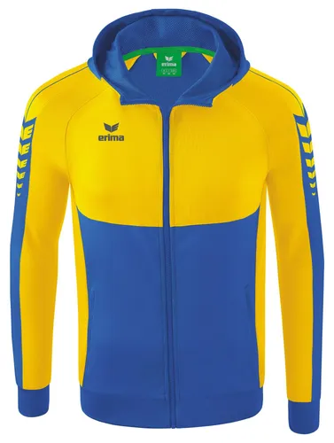Erima Herren Six Wings Trainingsjacke mit Kapuze - Bequem und stylisch - Sportjacke aus weichem Cotton Touch Material für höchsten Tragekomfort. Mit hohem Kragen, Kapuze und praktischen Reißverschlusstaschen - ideal für Training und Freizeit.