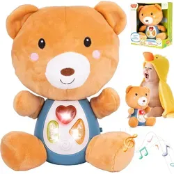 Malplay Maskottchen Plüsch Teddybär Interaktives Pädagogisches Singspiel Für Kinder Braun ab 18 Monaten Geschenk - Braun