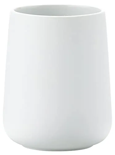 Zone Denmark Nova Zahnputzbecher, Zahnbürstenbecher aus Porzellan mit Soft Touch-Beschichtung, Durchm. 8 cm, Höhe 10 cm, Weiß