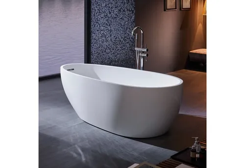 LAVITA Freistehende Badewanne Lacrima 1700 - Moderne, ovale Badewanne aus robustem Acryl für 2 Personen. Mit antibakterieller Beschichtung und komfortablen Abmessungen (170x80x58 cm) für entspannende Badeerlebnisse.