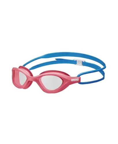 ARENA Unisex Junior 365 Schwimmbrille für Kinder im Alter von 6 bis 12 Jahren, verspiegelte, bruchsichere Gläser, kein Auslaufen, Anti-Beschlag-Beschichtung, transparent/rot/blau