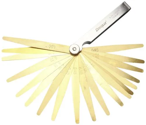 Dasqua 1620-0100 Fühlerlehre aus Messing für Zündkerzen - Elektrische Messgeräte: Präzise 20-teilige Fühlerlehre aus Messing für Zündkerzen, ideal für genaue Messungen im Bereich von 0,05 bis 1,00 mm.