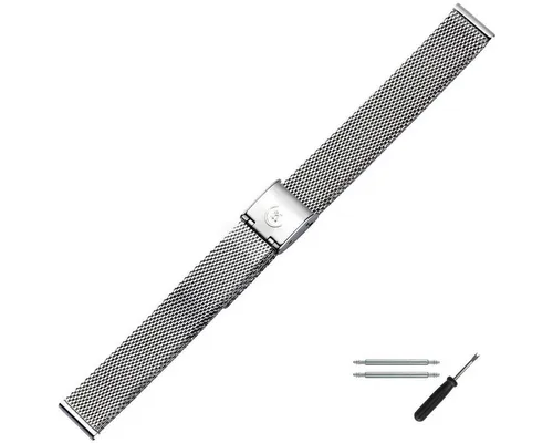 MARBURGER Uhrenarmband 14mm Edelstahl Silber Milanaise - Uhrenarmband aus hochwertigem Edelstahl in Silber, 14mm Breite, inklusive Federstege und Montageanleitung für einfachen Wechsel.