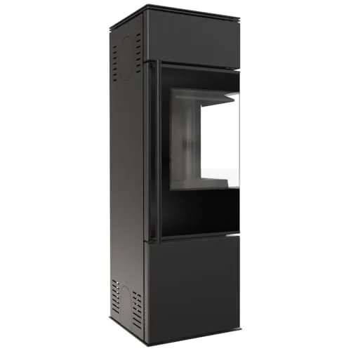 Kaminofen KRATKI REN/S rechts Ø 150 7 kW schwarz - Kaminofen für effiziente Wärme und modernes Design, ideal für offene Räume. Erfüllt ECODESIGN-Anforderungen und bietet zweiseitige Feuersicht für ein elegantes Ambiente.