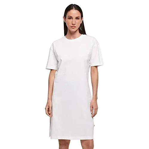 Build Your Brand Damen Kleid Ladies Organic Oversized Slit Tee Dress, Farbe White, Größe XXL
