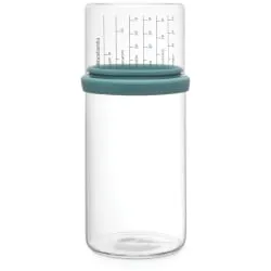 Brabantia International B.V. Brabantia Vorratsglas, mit Messbecher, 1 Liter, Formschöne Vorratsbehälter zum Portionieren, Farbe: Mint 29 02 44
