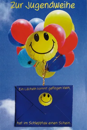 Jugendweihe - Geldkarte - Glückwunschkarte im Format 11,5 x 17 cm mit Briefumsch