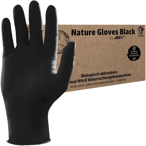 Nature Glove Ampri Nitrilhandschuhe biologisch black M 100er Gr. 8, biologisch abbaubar, puderfrei, unsteril, 100er Box 118-108-M