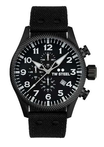 TW Steel Herren Chronograph Volante 2022 in der Farbe Schwarz mit Textilarmband, Gehäusedurchmesser: 48 mm, VS113