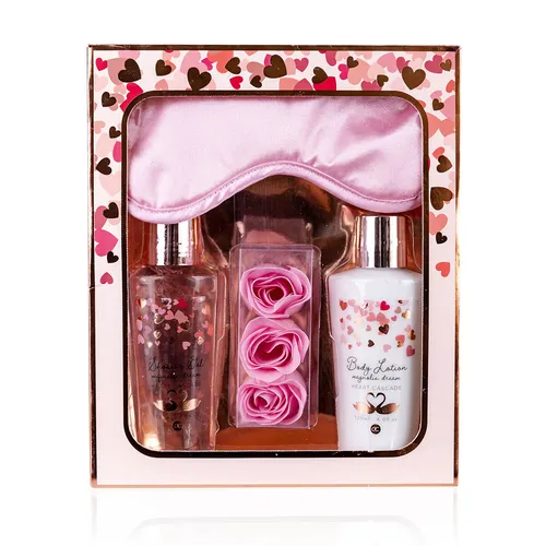 Geschenkset Beauty Wellness Damen Schlafmaske Geschenkidee Heart Cascade