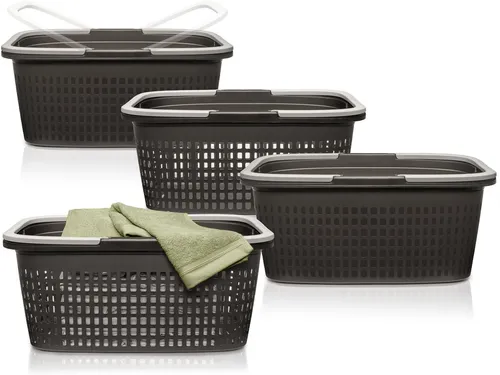 Hausfelder Wäschekorb Set (4 St) – Stabil & Wetterfest in grau von Hausfelder