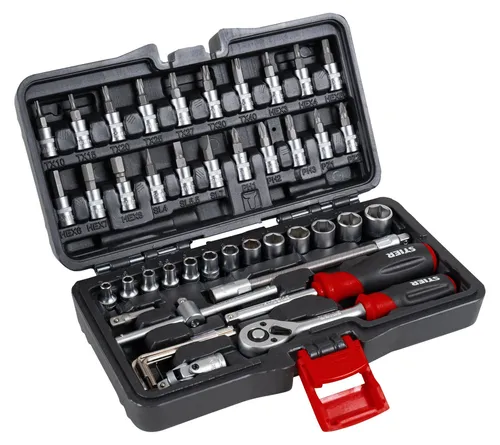 STIER 48-teiliges Steckschlüssel-Set mit Umschaltknarre von STIER