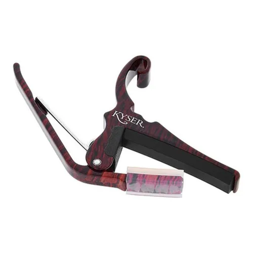 Kyser Quick-Change Capo Acoustic RW - Kapodaster für Akustikgitarren; Einhändiges Anklemmen und Verschieben, optimal eingestellt für Akustiksaiten; aus Aluminium mit auswechselbarem Gummi, Farbe: rosewood, Made in USA