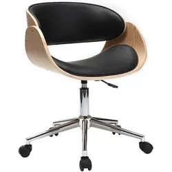 Design-Stuhl BENT mit Rollen in Schwarz und Hellem Holz