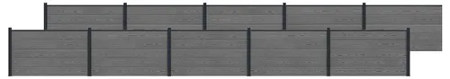 vidaXL Zaunelement 10 pcs WPC und Aluminium Grau, (10-St) - Modulares Zaunelement für den Außenbereich, aus robustem WPC und Aluminium. Ideal für Privatsphäre und Sicherheit, wetterbeständig und pflegeleicht. Enthält 10 Paneele für flexible Gestaltungsmöglichkeiten.