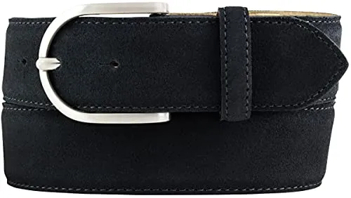 BELTINGER Damen-Gürtel aus Veloursleder 4 cm | Wildleder 40mm Mit Runder Schnalle | Schwarz 85cm