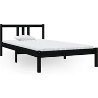 vidaXL Massivholzbett Schwarz 100x200 cm